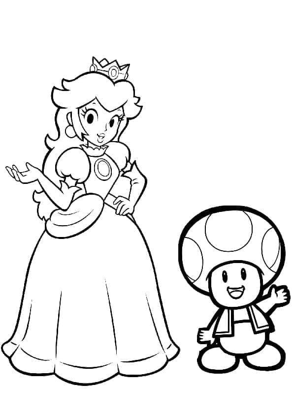 Coloriage Princesse Peach et Toad