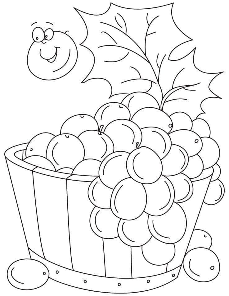 Raisins dans un Seau coloring page