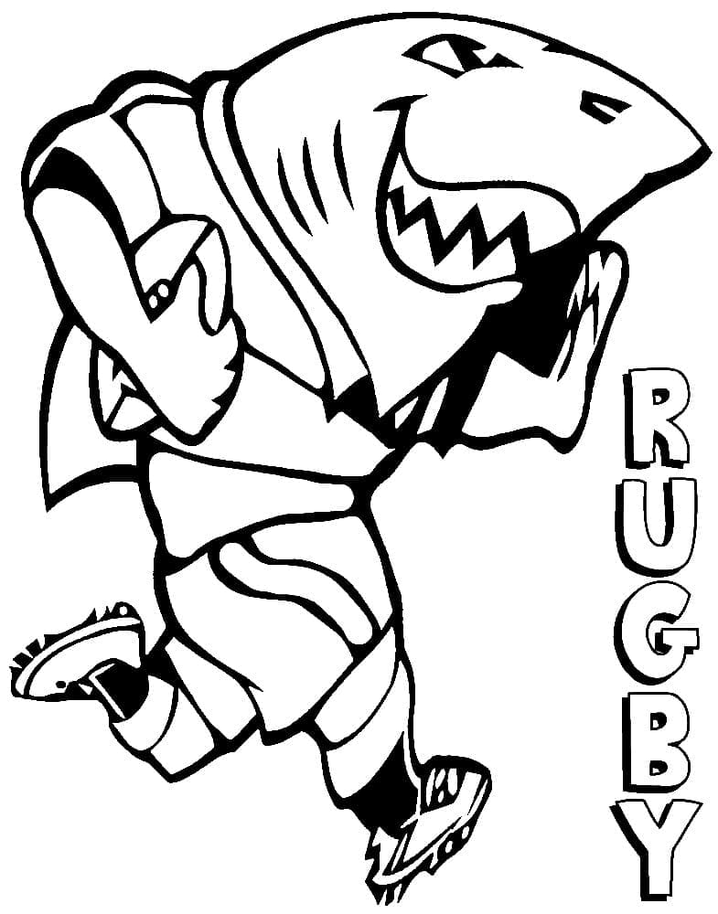 Coloriage Requin Joue au Rugby