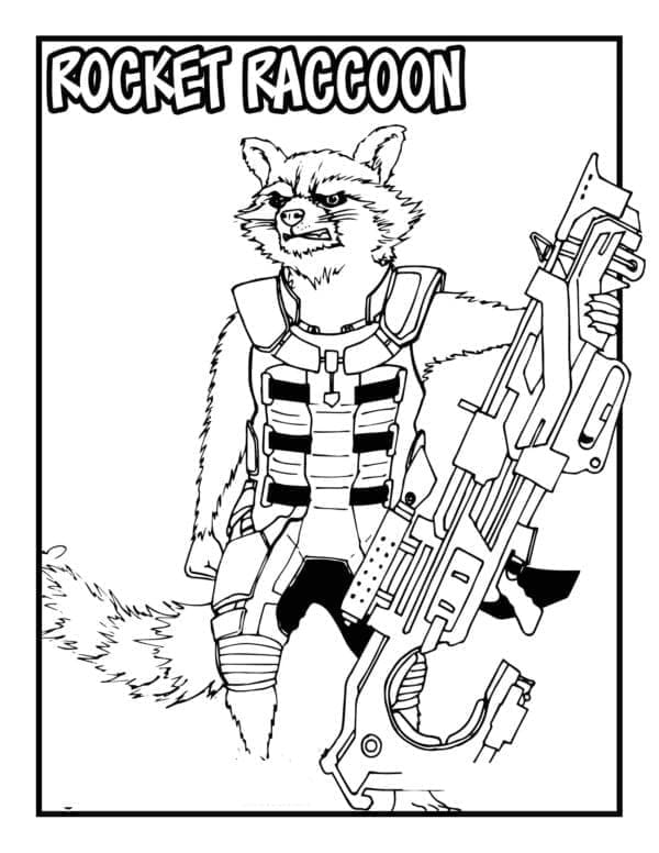 Rocket Raccoon de Les Gardiens de la Galaxie coloring page
