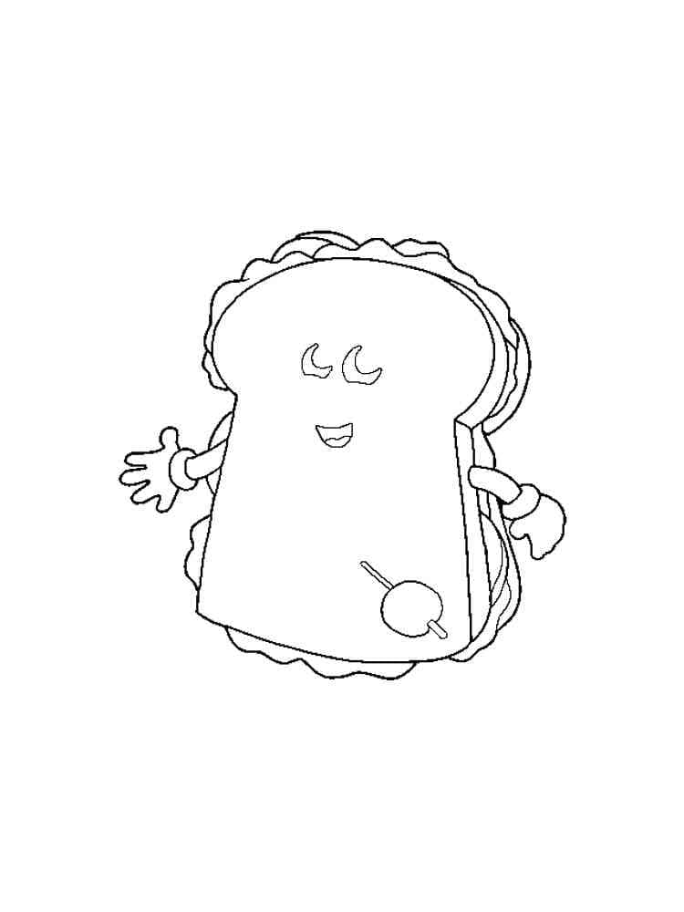 Coloriage Sandwich de Dessin Animé