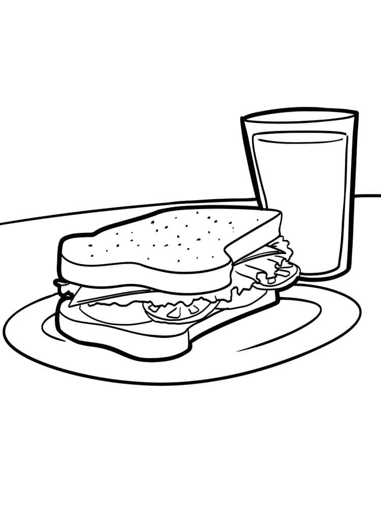 Coloriage Sandwich et Lait