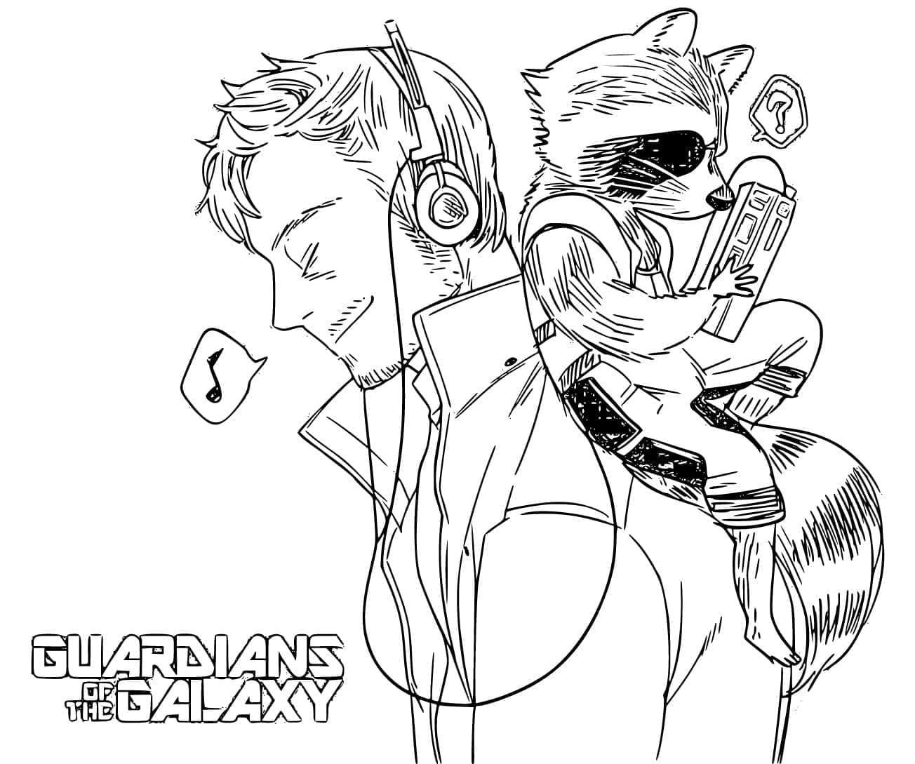 Star-Lord et Rocket de Les Gardiens de la Galaxie coloring page