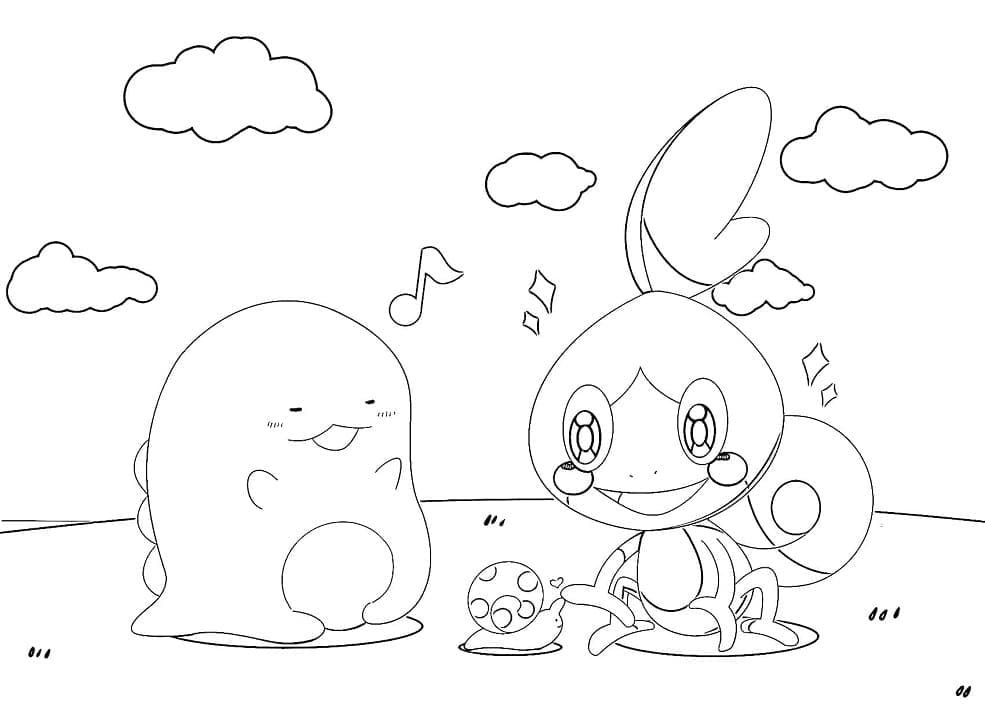 Sumikko Gurashi et Pokemon coloring page