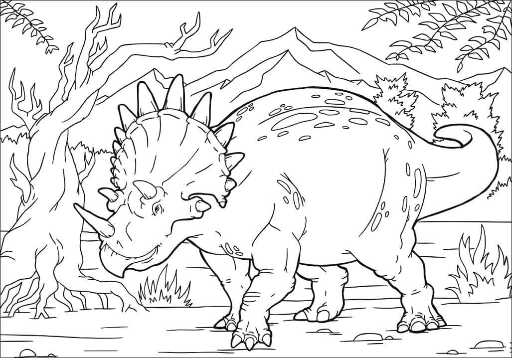 Tricératops dans la Forêt coloring page