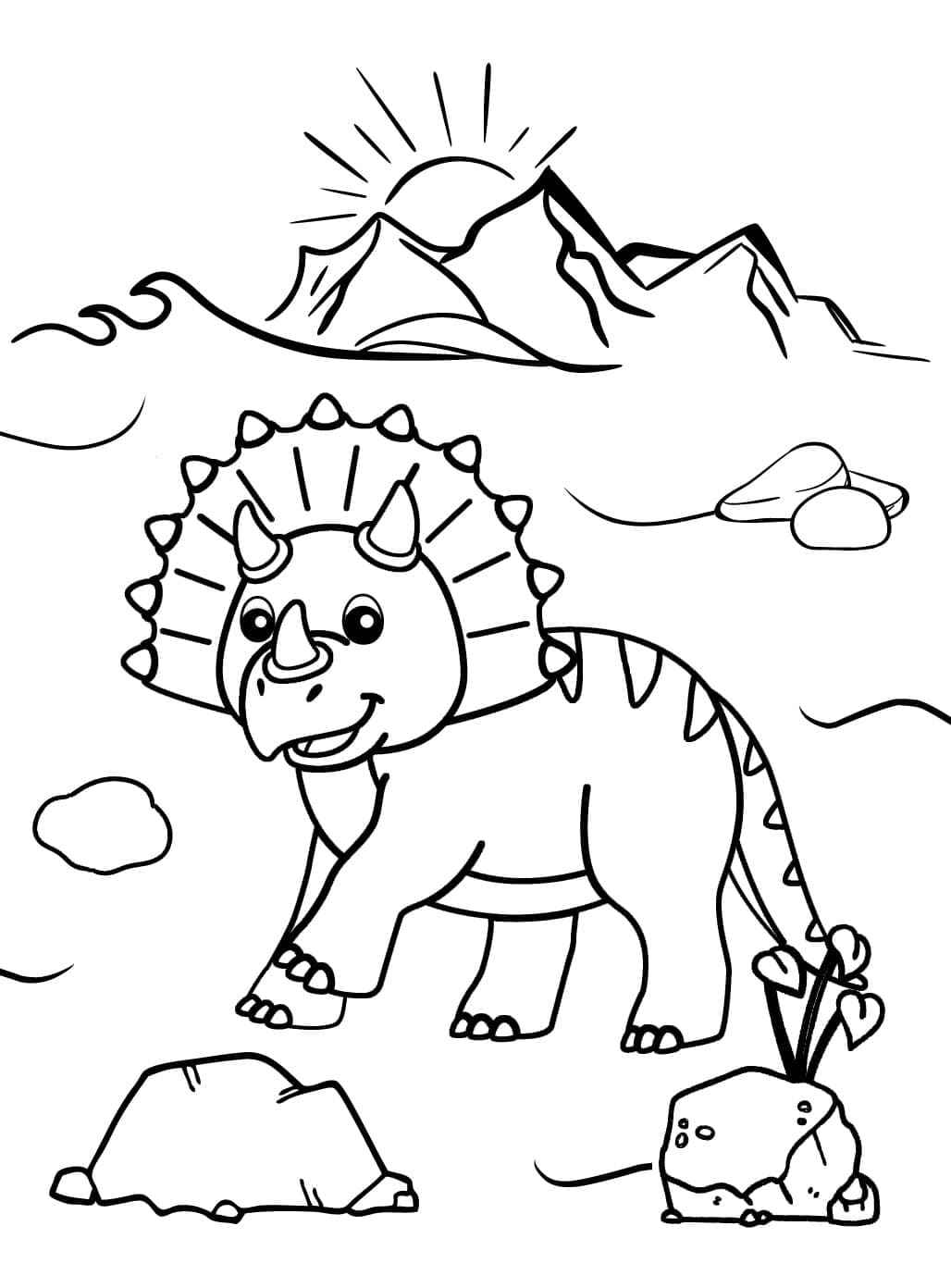 Tricératops de Dessin Animé coloring page