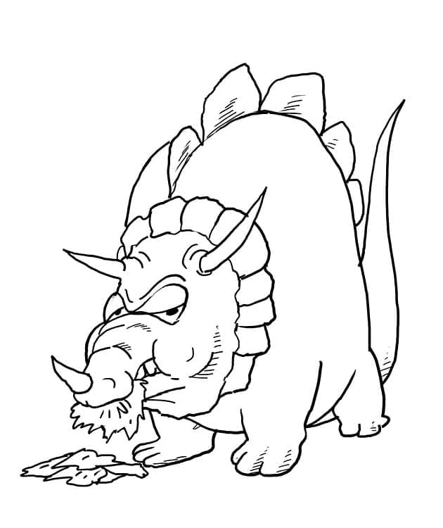 Coloriage Tricératops Drôle