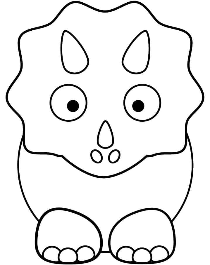 Tricératops Facile coloring page
