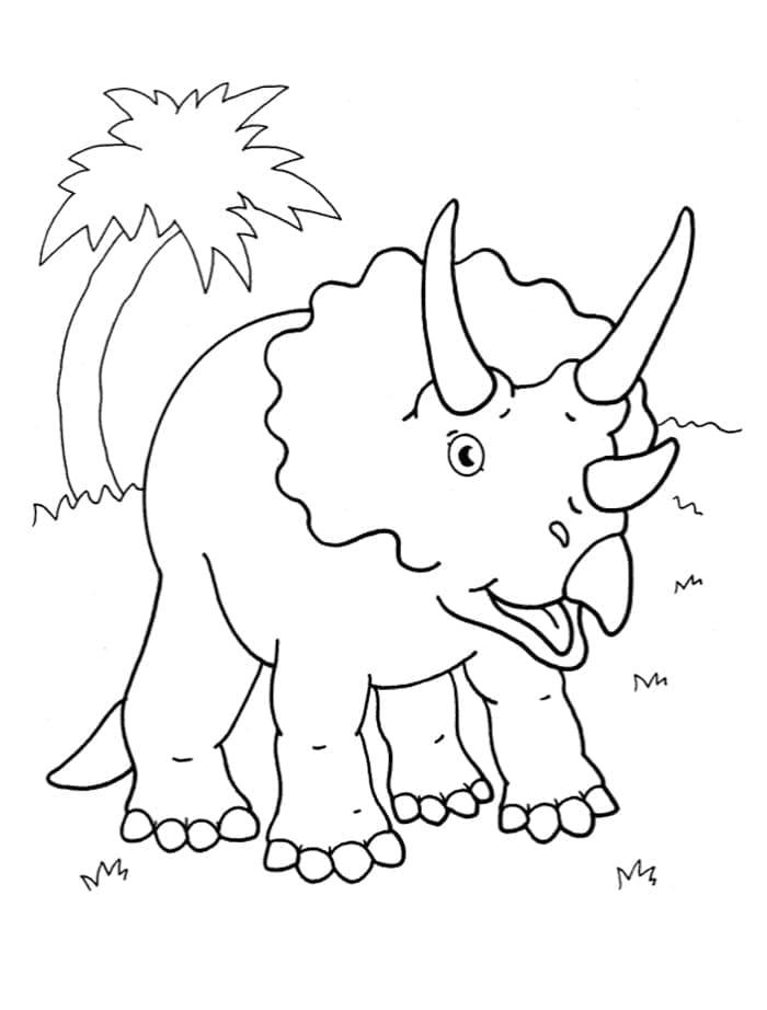 Tricératops Heureux coloring page
