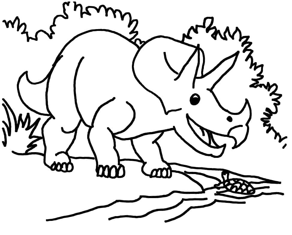 Coloriage Tricératops Joyeux