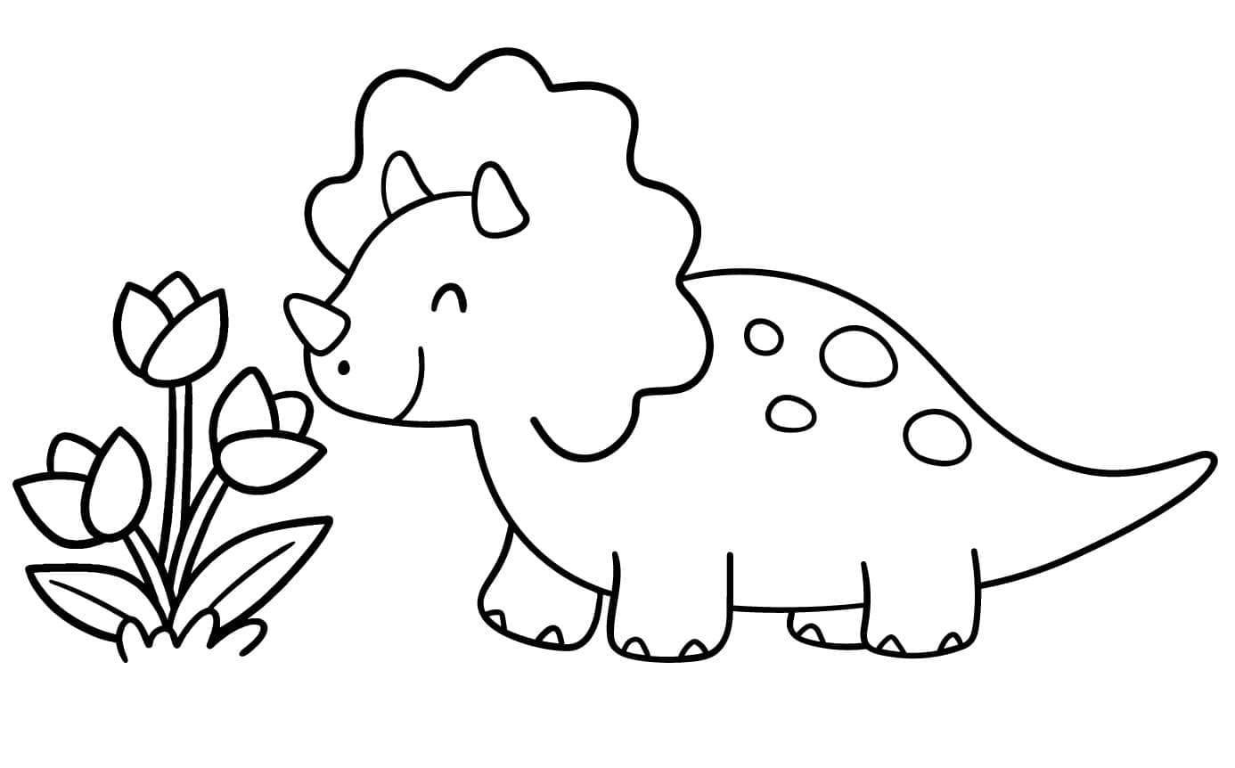 Tricératops Mignon coloring page