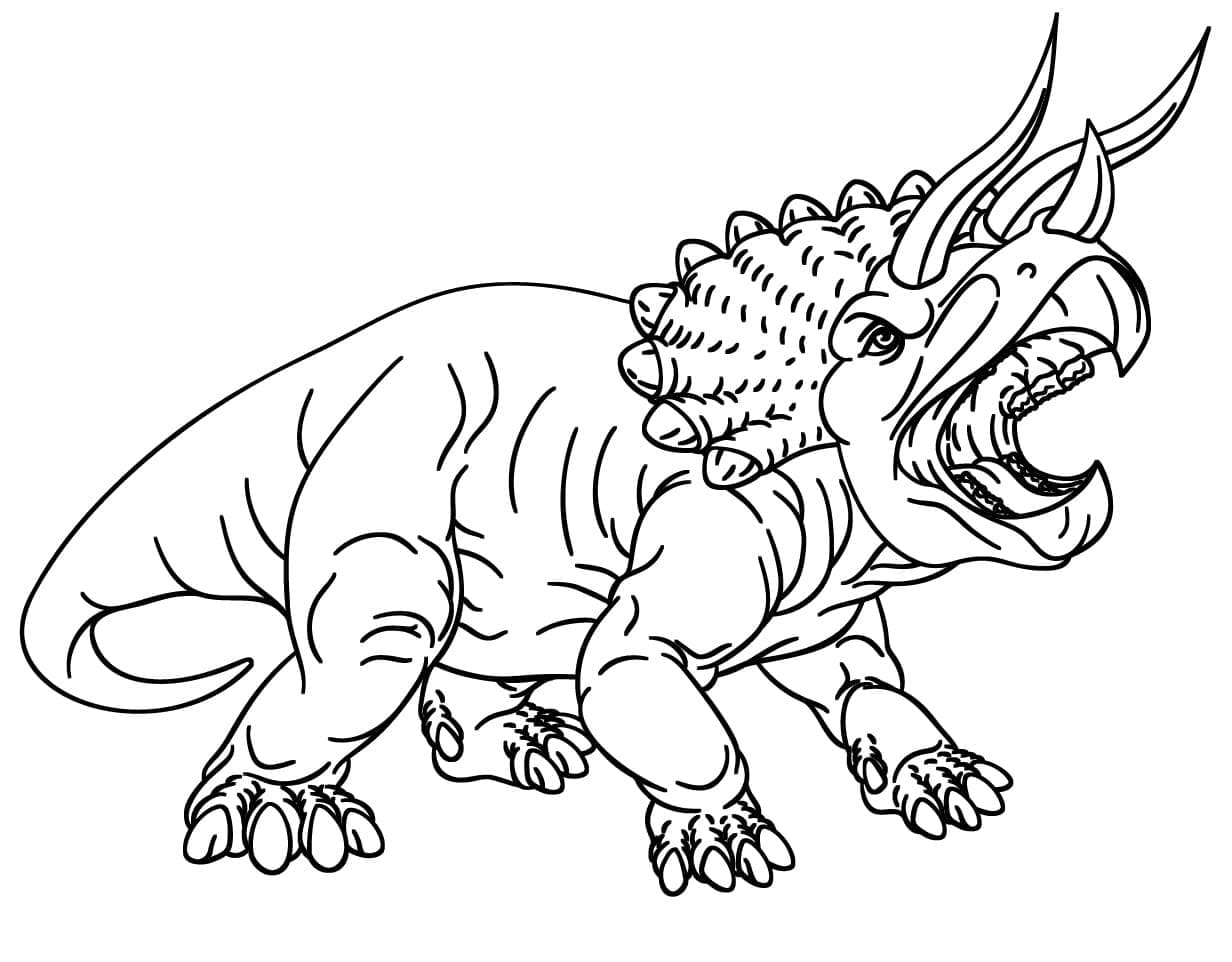 Coloriage Tricératops très en Colère