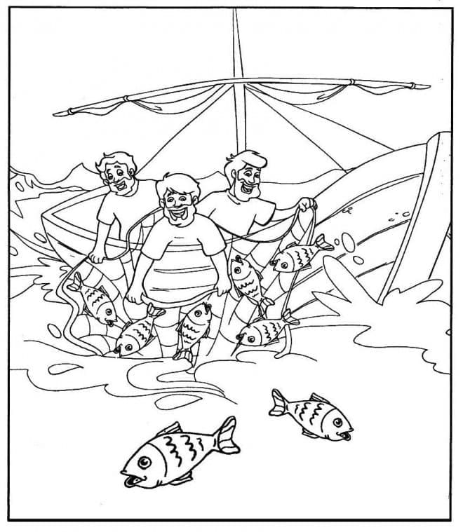 Trois Pêcheurs coloring page