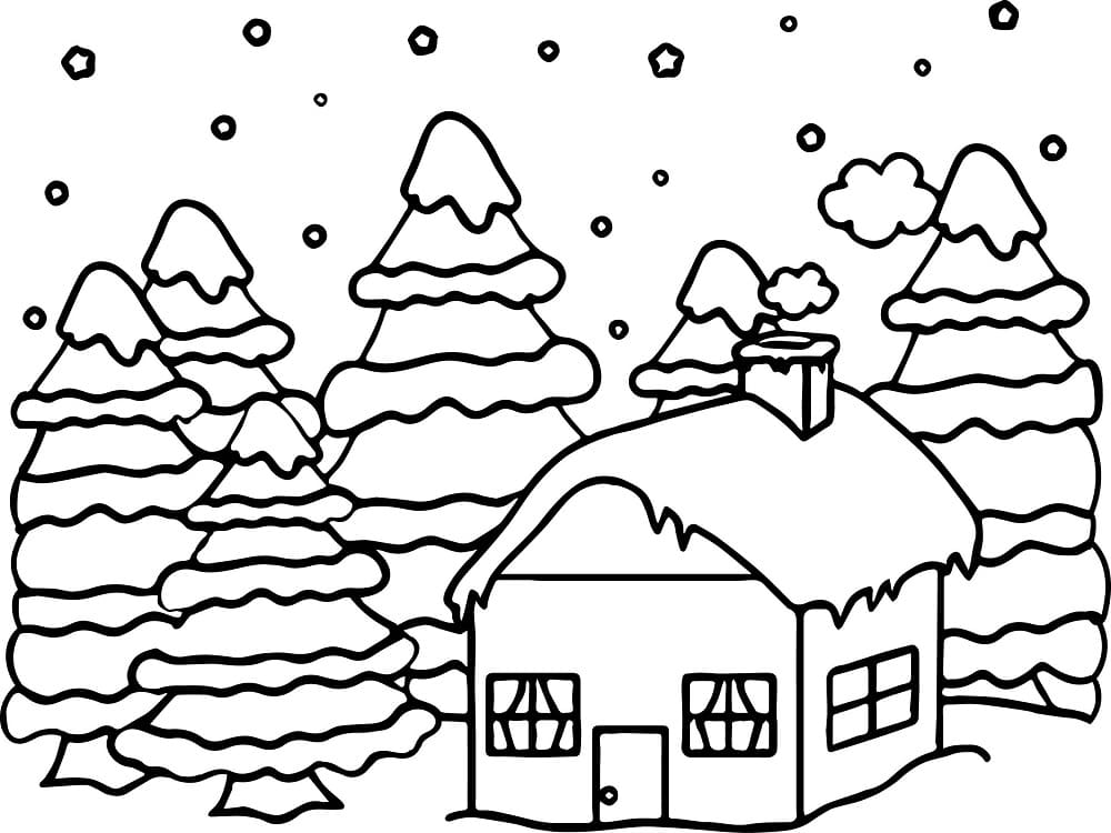Un Chalet d’hiver coloring page