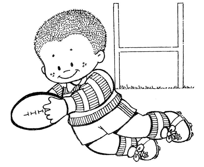 Un Petit Garçon Joue au Rugby coloring page
