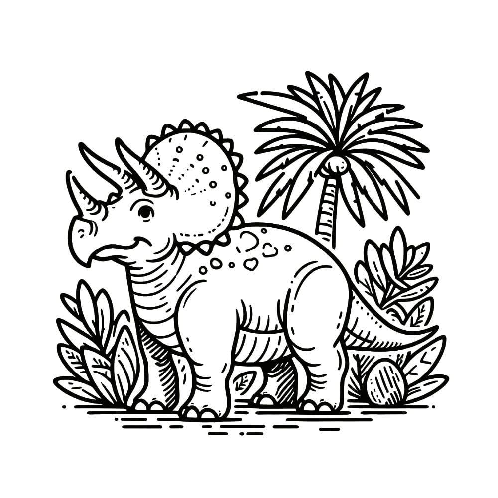 Un Tricératops Heureux coloring page
