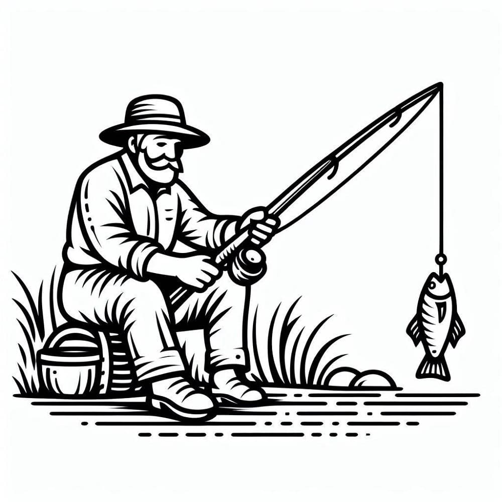 Un Vieux Pêcheur coloring page