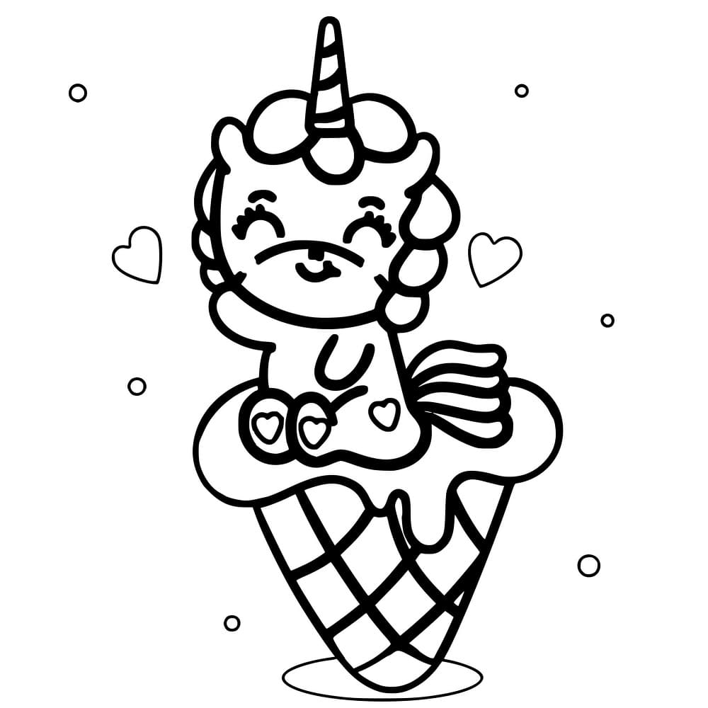 Une Adorable Glace Licorne coloring page