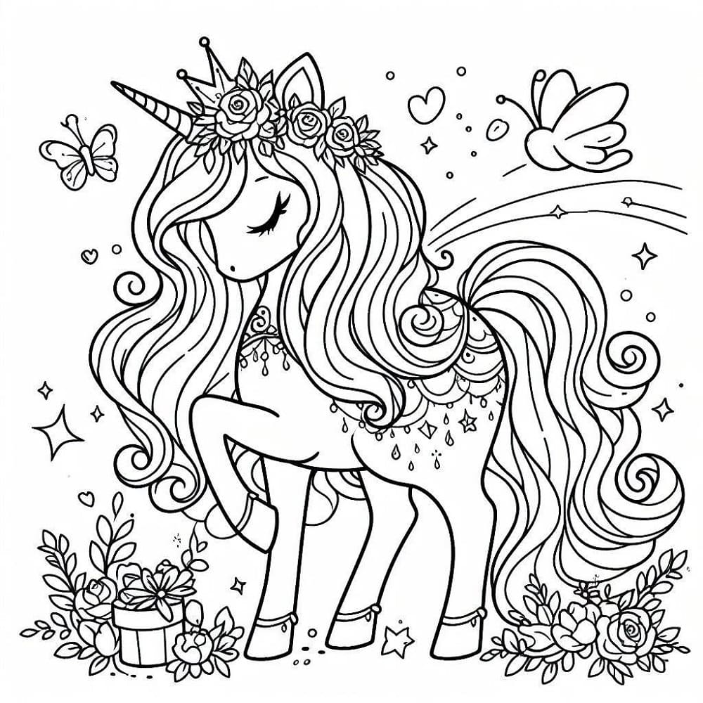 Une Belle Princesse Licorne coloring page