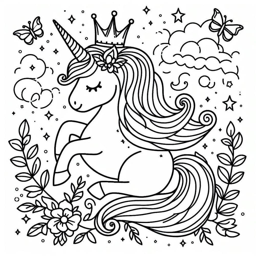Une Princesse Licorne coloring page
