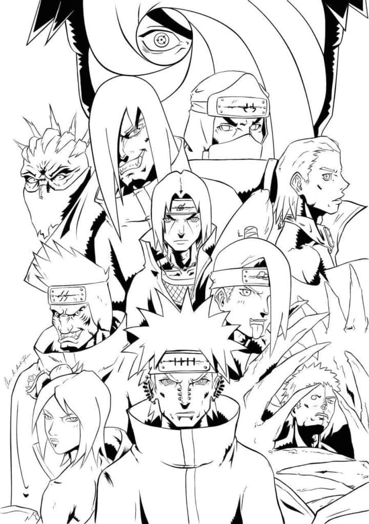 Coloriage Akatsuki de Anime Naruto