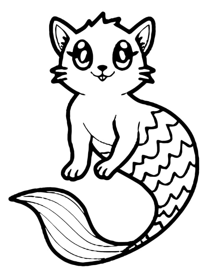 Chat Sirène très Mignon coloring page