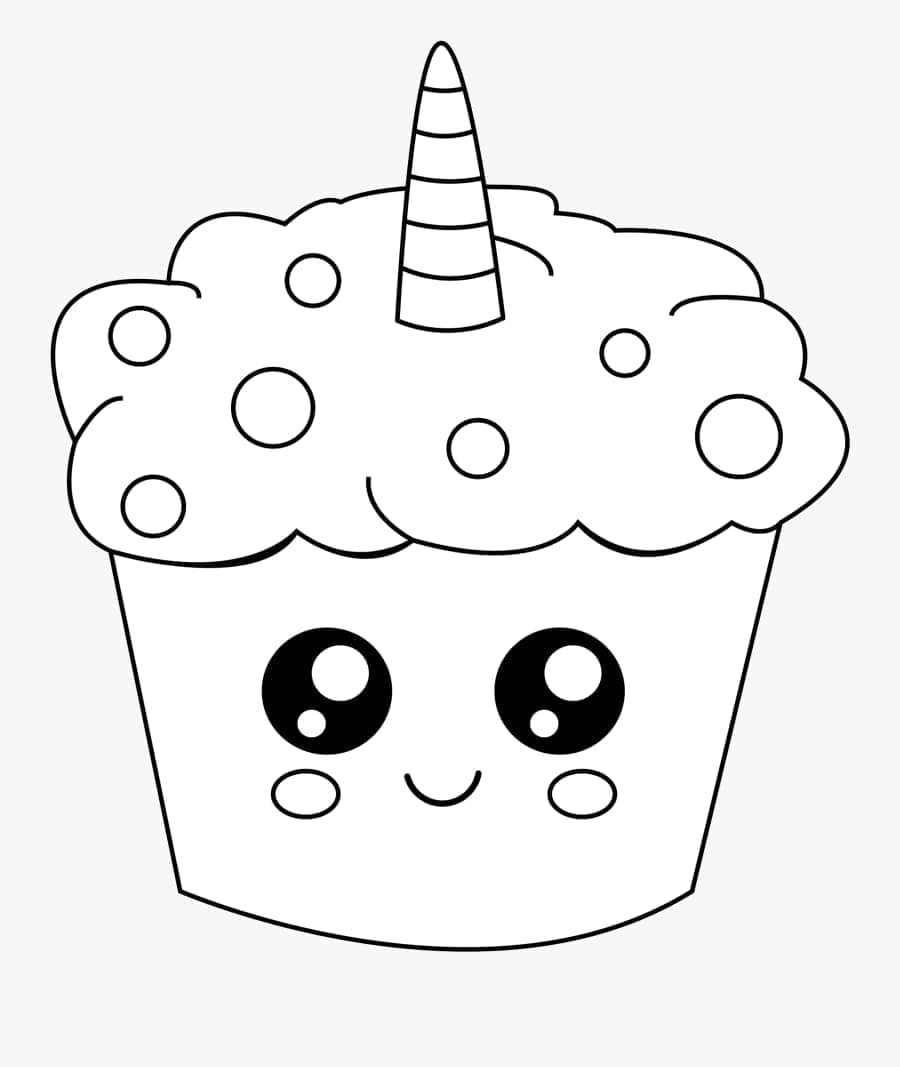 Cupcake Licorne Kawaii coloring page