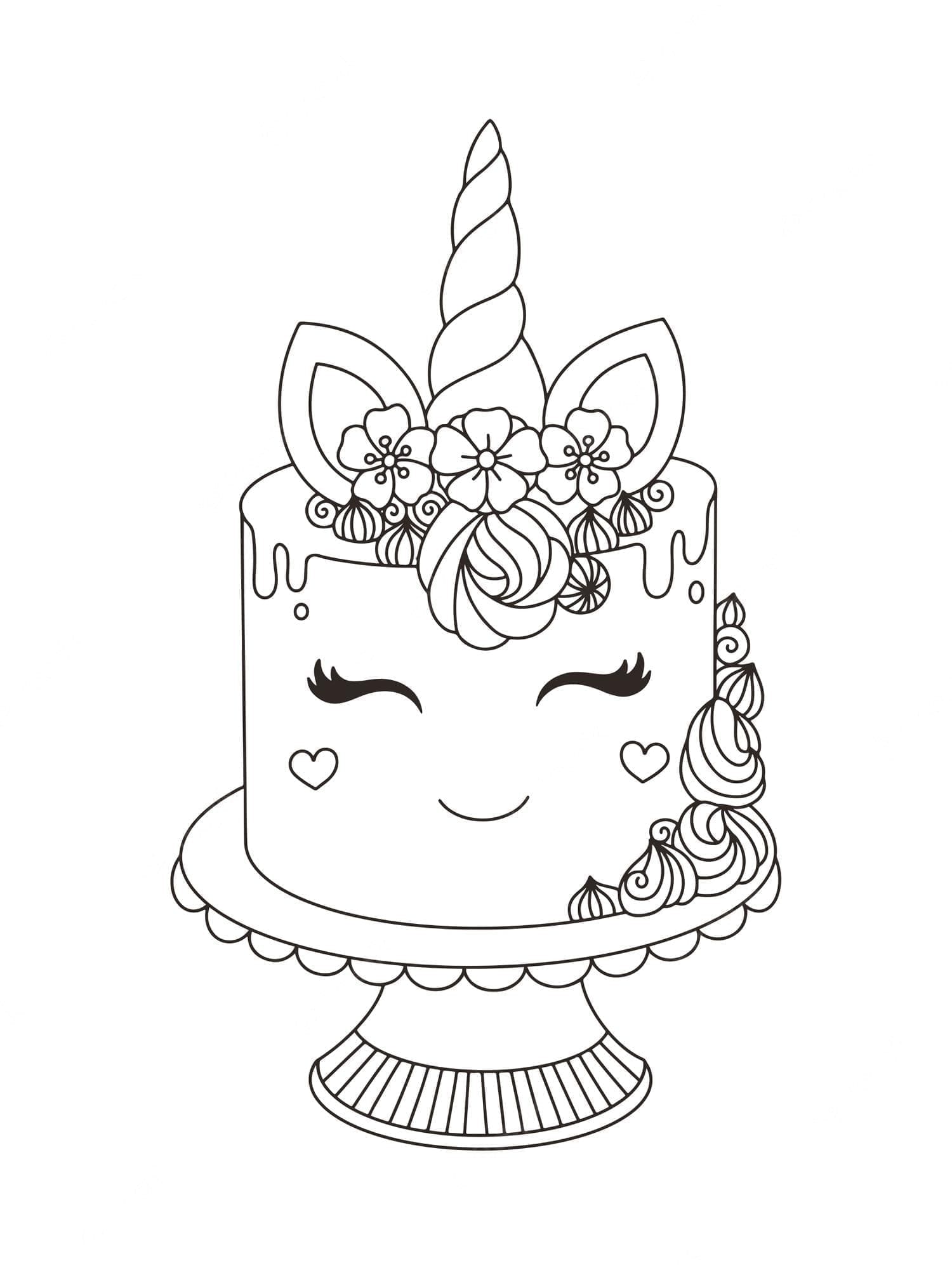 Dessin de Gâteau Licorne coloring page