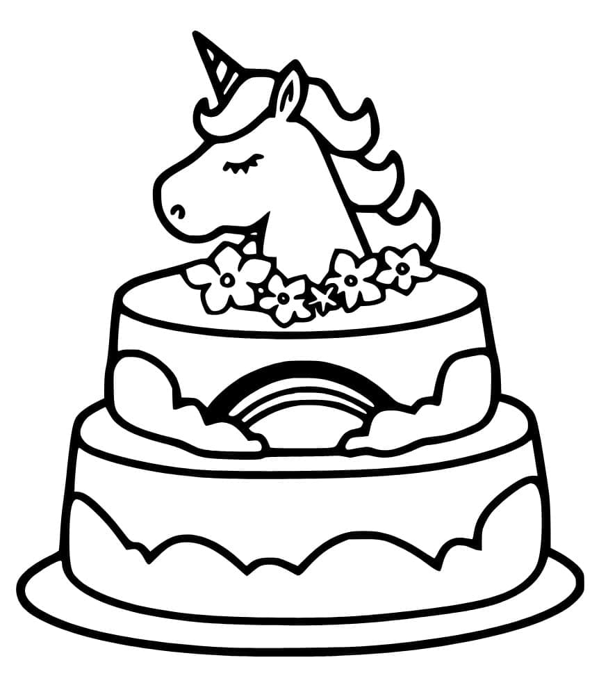 Dessin Gratuit de Gâteau Licorne coloring page