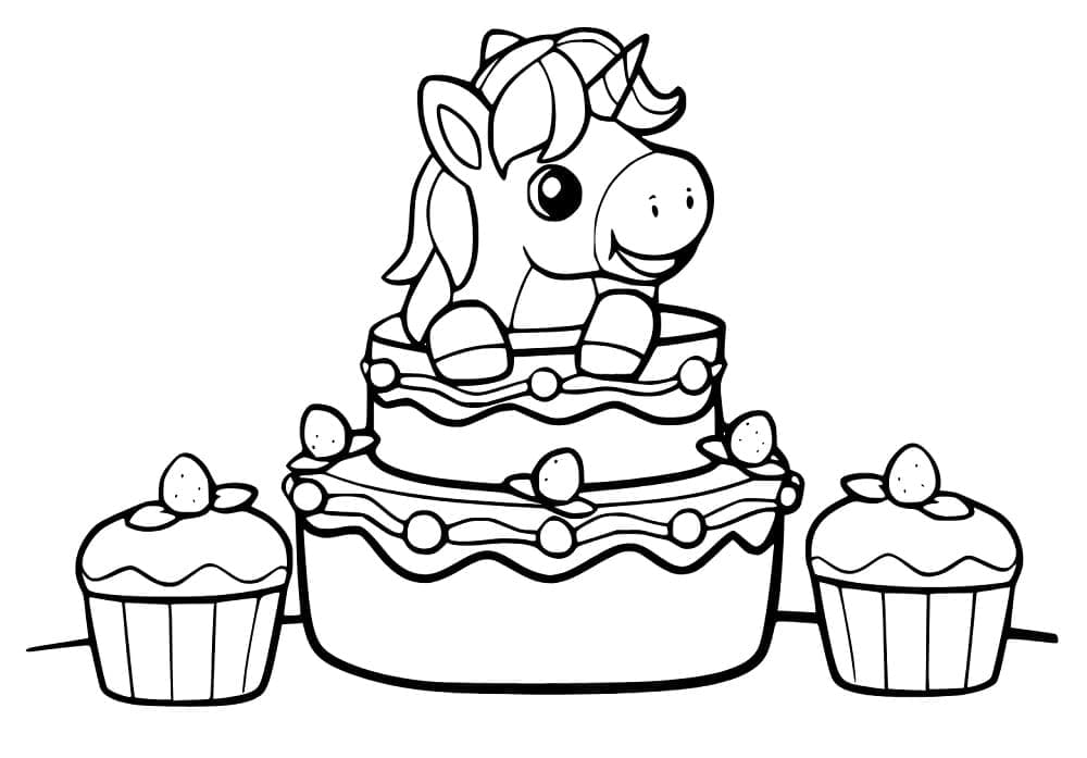 Gâteau Licorne 4 coloring page
