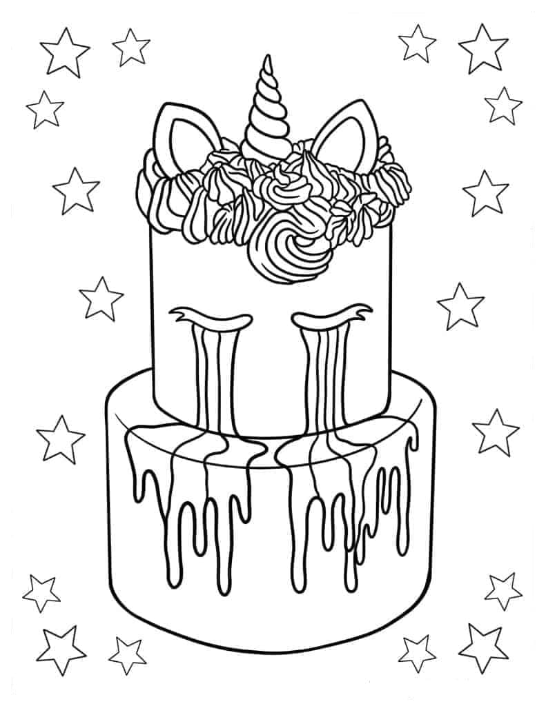 Gâteau Licorne Gratuit Pour les Enfants coloring page