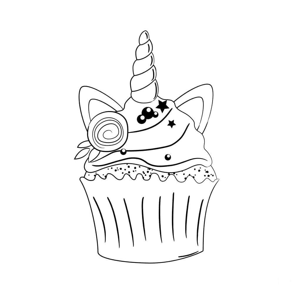 Gâteau Licorne Imprimable coloring page