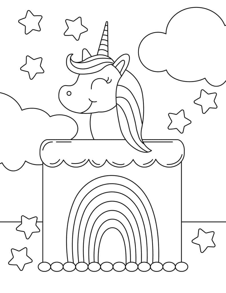 Gâteau Licorne Incroyable coloring page