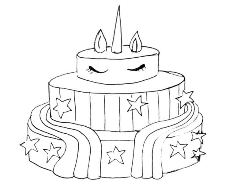 Gâteau Licorne Pour les Enfants coloring page