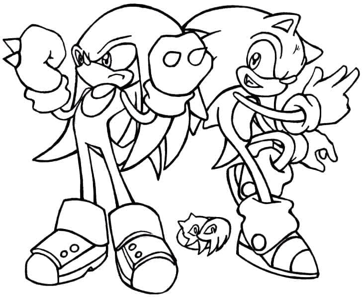 Coloriage Knuckles et Sonic