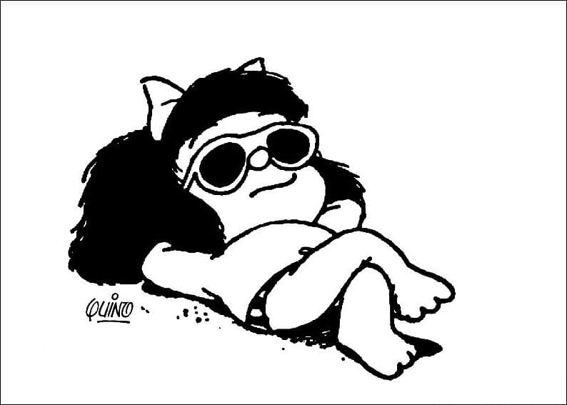 Mafalda sur la plage coloring page