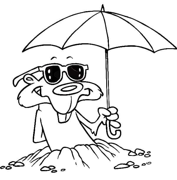 Marmotte avec Parapluie coloring page