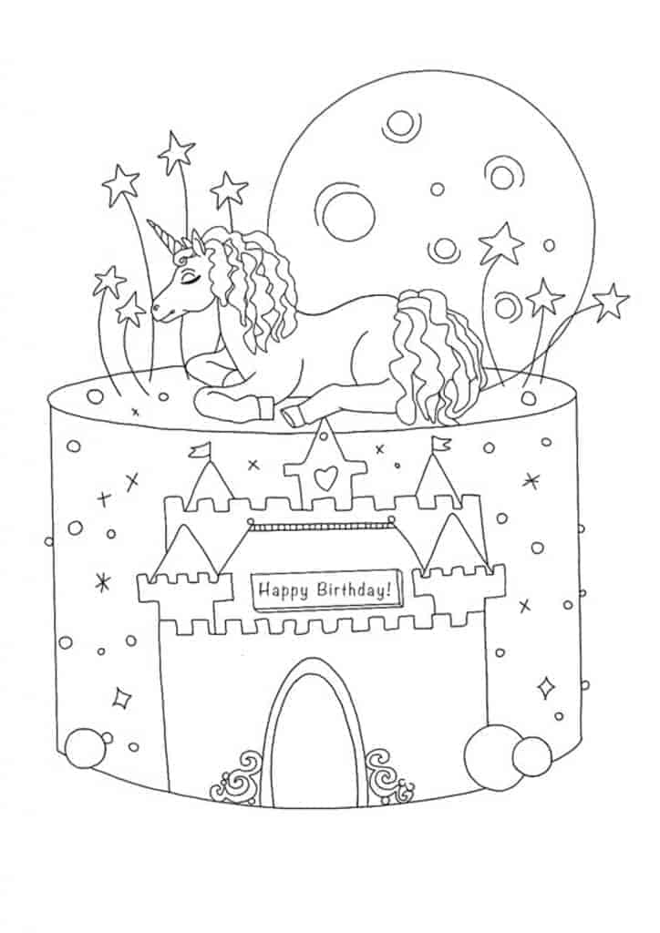 Merveilleux gâteau Licorne coloring page