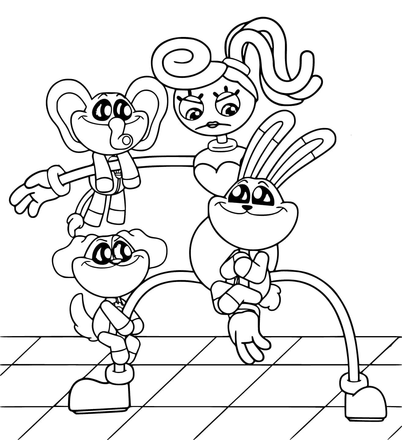 Coloriage Mommy Long Legs et Smiling Critters