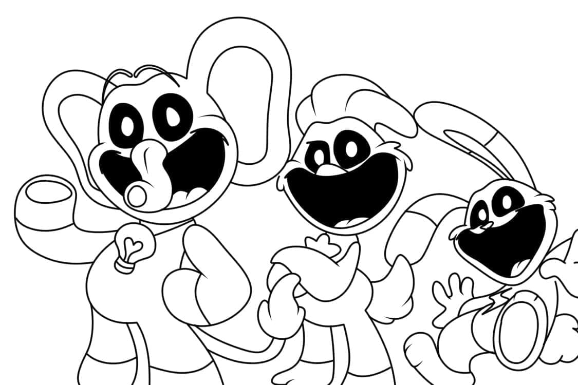 Personnages dans Smiling Critters coloring page