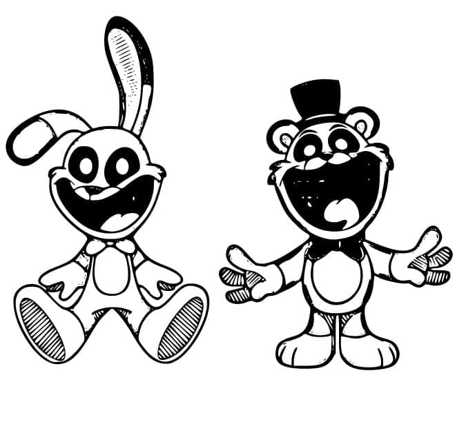 Coloriage Smiling Critters et Freddy FNAF