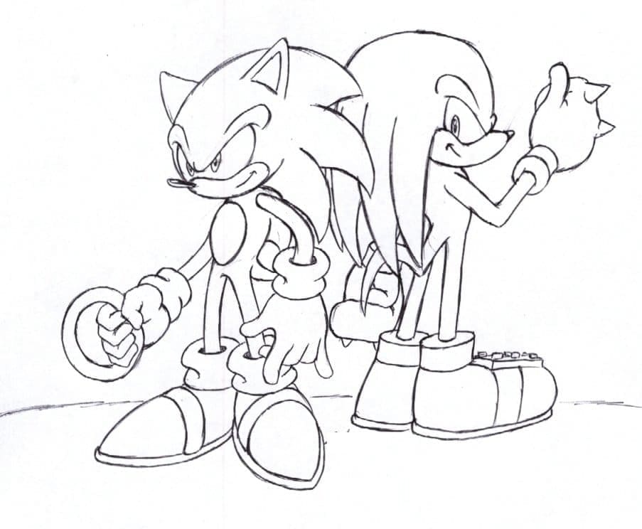 Sonic avec Knuckles coloring page