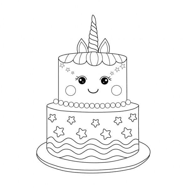 Un Gâteau Licorne Mignon coloring page