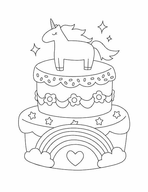 Un Gâteau Licorne coloring page
