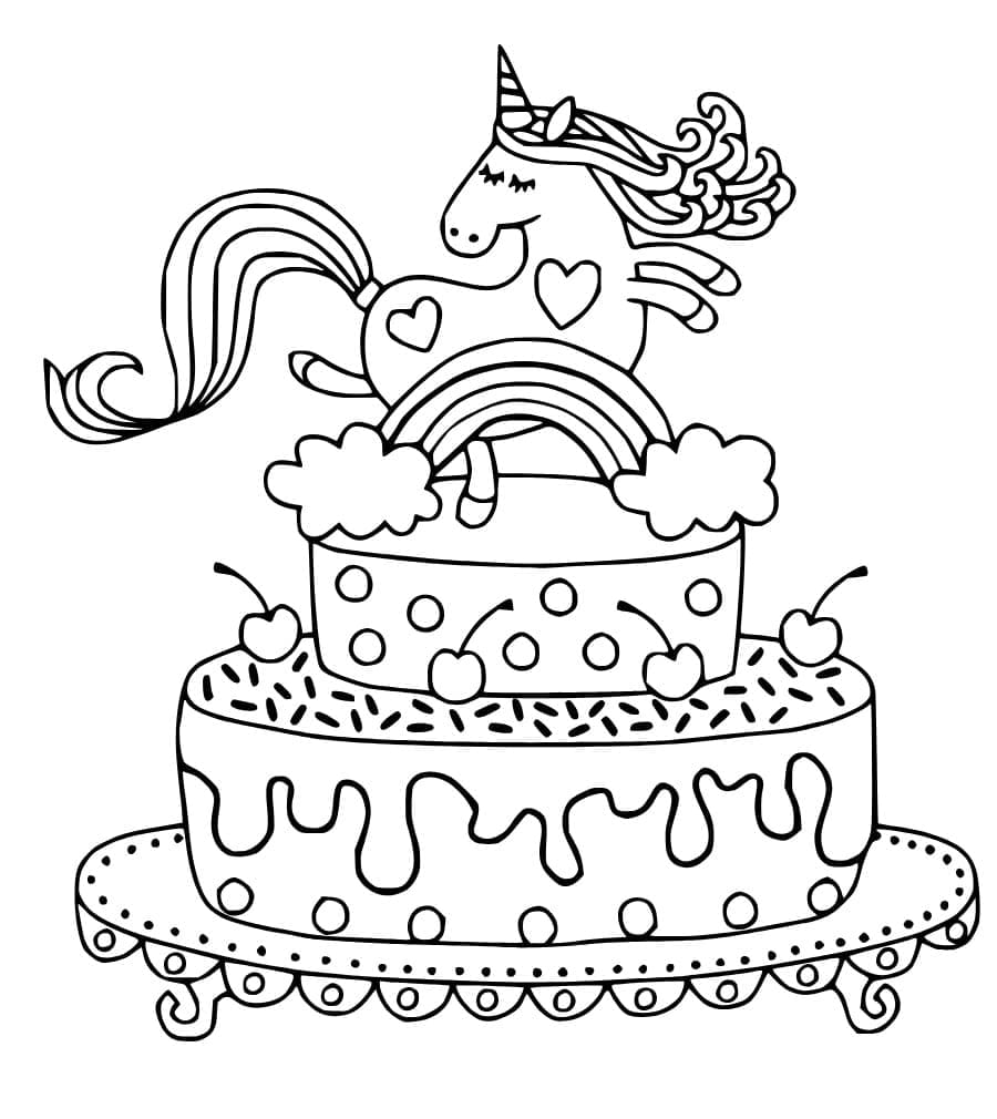 Un Magnifique Gâteau Licorne coloring page