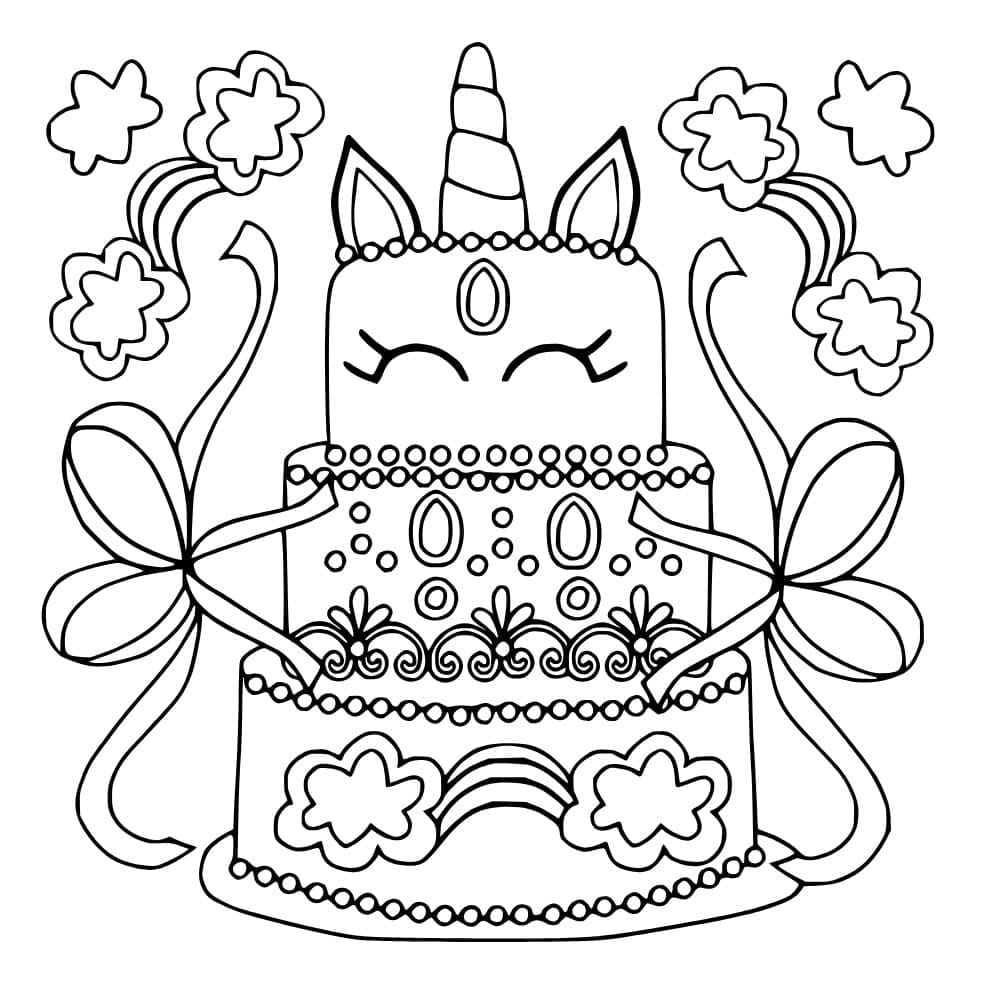 Un Merveilleux gâteau Licorne coloring page