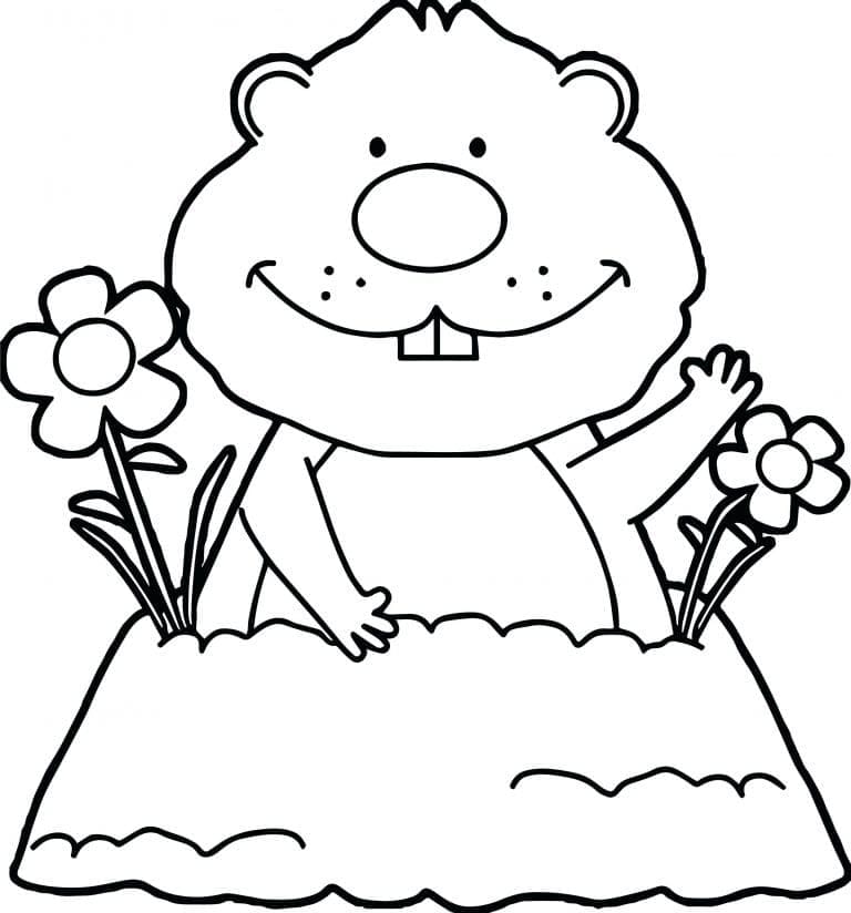 Une Marmotte Heureuse coloring page
