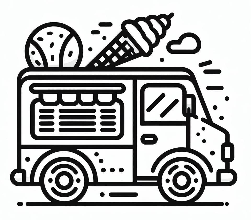 Adorable Camion de Crème Glacée coloring page