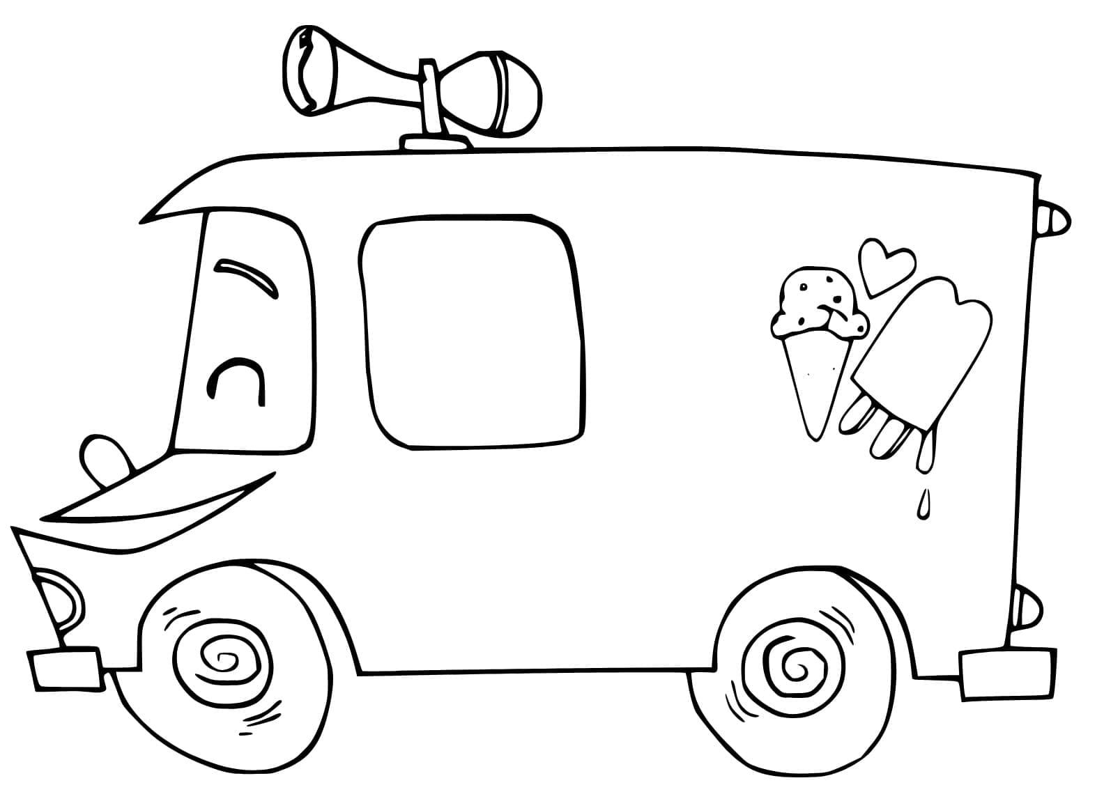 Camion de Crème Glacée Drôle coloring page