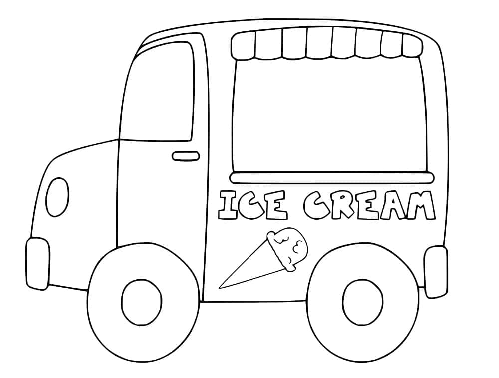 Coloriage Camion de Crème Glacée Simple
